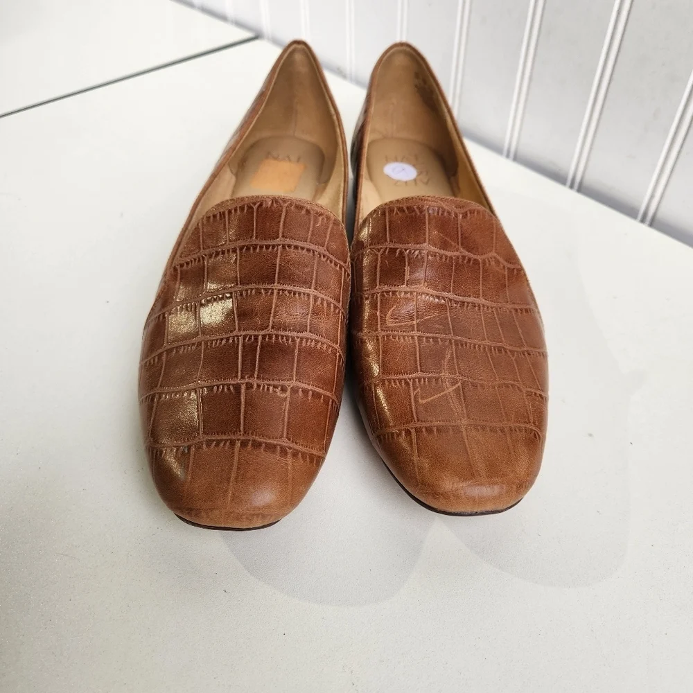 Naturalizer Brown Emiline Crocodile Pattern Block Heel Loafer Slip-On Flats 9M